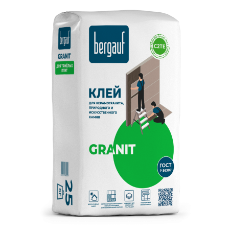 Клей для керамогранита, природного и искусственного камня BERGAUF Granit 25 кг Клей для керамогранита, природного и искусственного камня BERGAUF Granit 25 кг