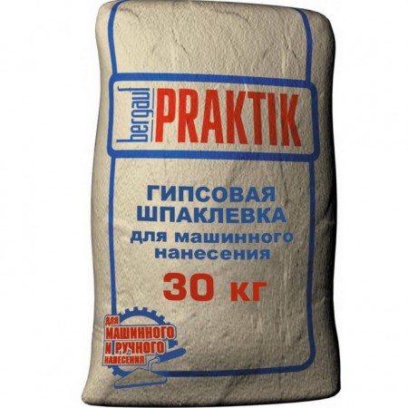 Шпатлевка гипсовая BERGAUF Praktik белая ручного и машинного нанесения 30 кг Шпатлевка гипсовая BERGAUF Praktik белая ручного и машинного нанесения 30 кг